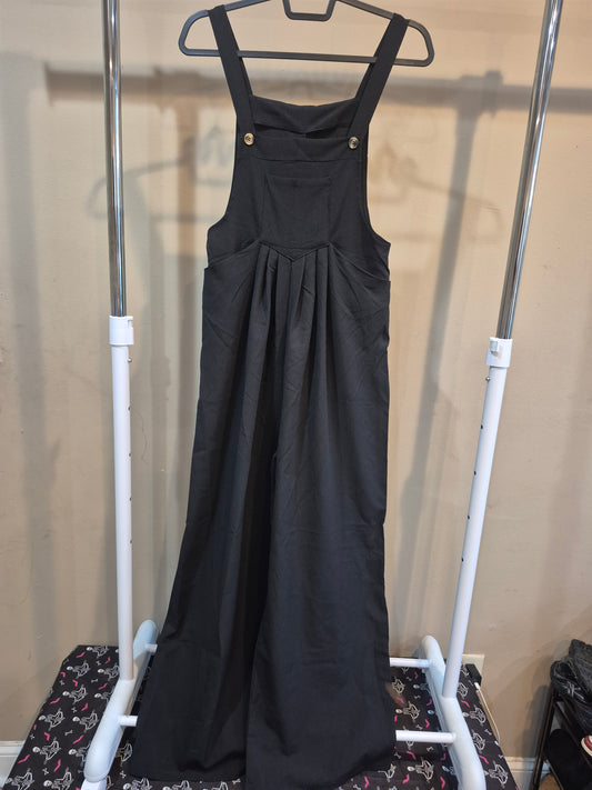 Black fabric overalls
